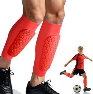 XZQTIVE Soccer Shin Guards Shin Defender for Kids Youth Adult, Ski Shin Guards Calf Compression Sleeve with Honeycomb Shin Pads