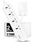 FEDUS Surge Protector, 4 Universal Sockets with Individual Switch, 2 Meter 6.5 Feet Long Cable, Extension Board Cord, Automatic Overload Protection, Fireproof Power Strip Switch Board, Spike Guard