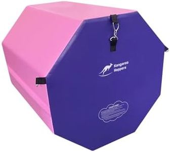 Kangaroo Hoppers Gymnastics Octagon Tumble Mat for Kids Ages 3-12, 19×23 Inch High-Density EPE Foam Trainer, Backbend and Handspring Training Equipment for Home Gym, Portable with Carrying Handles, Pink/ Purple