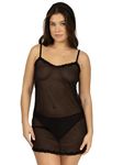 Smart & Sexy Women's Sheer Lace Chemise Lingerie, Black Mesh, M