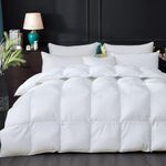 Luxury Duvet Down Comforter King Size Goose Feather Duvet Filled with Feather and Down Fiber 110 OZ - All Season White Duvet Insert- Luxurious Hotel with 100% Cotton Cover 8 Corner Tabs 106 x 90 Inch