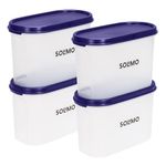 Amazon Brand - Solimo Modular Plastic Storage Containers with Lid | Airtight | BPA-Free | Set of 4 | 1.2 L (Blue)