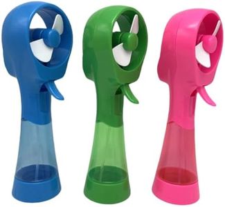 keaid Deluxe Water Misting Fan Handheld Battery Powered Outdoor Spray Fans (Blue/Green/Pink)