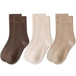 Lomitract Bamboo Mini Crew Socks (Women 5-10), B-off White+tan+brown, 5-10