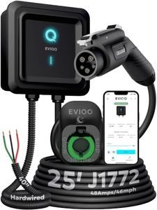 EVIQO EV Charger Level 2-48 Amp Level 2 EV Charger, 240V J1772 Charger Hardwired, EV Chargers for Home Level 2, EV Level 2 Charger, Electric Car Charger Level 2, EVSE EV Charging Station 25' Cord