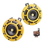 GAMPRO Car Horn Kit 12V 135db Super Loud High Tone and Low Tone Metal Twin Horn Kit with Bracket for Cars Trucks SUVs RVs Vans Motorcycles Off road Boats(Yellow)