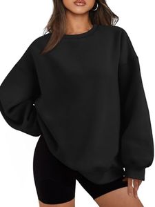 EFAN Womens Sweatshirts Hoodies Oversized Sweaters Crewneck Fleece Casual Tops Basic Comfy Fall Fashion Clothes 2026 Plus Size Maternity Workout Lounge Wear Winter Outfits Black 2XL