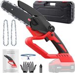 Cordless Mini Chainsaw 6 inch for Milwaukee M18 Battery,Pruning Chain Saw with Powerful Motor & Security Lock,Hand Chainsaw with 2 Replacement Chains, Electric Chainsaw for Wood Cutting (No Battery)