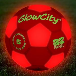 GlowCity Glow in The Dark Soccer Ball | Light Up Indoor/Outdoor Soccer Ball with 2 LED Lights | Pre-Installed Batteries | Fun Gift for Teens