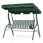 Tangkula 3 Seater Canopy Swing Glider Hammock Garden Backyard Porch Cushioned Steel Frame Swing (Green)