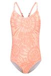 Girls One Piece Swimsuits Hawaiian Floral Bathing Suit for Kids Tie Dye Swimwear Orange 5T