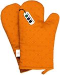 LAFFAIR Orange Oven Mitts Premium Non-Slip Orange Oven Gloves - Orange Oven Mitt Stylish & Versatile Orange Kitchen Accessories Oven Gloves Orange