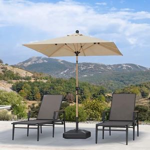 PURPLE LEAF Parasol de Jardin Extérieur Inclinable, Parasol Carré 2 m en Aluminium, Parasol Balcon en Teck Anti-Vent et Anti-UPF, pour Plage, Terrasse, Patio, Kaki