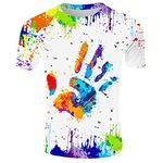 Mens Graphic Tees Tie Dye Casual Big & Tall T-Shirts Slim-Fit Crew Neck Short Sleeve Tops Gym Workout Shirts Blouse White