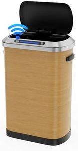 13 Gallon 50L Wood Color Automatic Smart Trash Can with Lid for Kitchen Office Bedroom Waste Bin and More, Stainless Steel Thickened Body and Super Mute Sensor Lid Garbage Can with 30 Garbage Bags