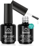 beetles Gel Polish 2Pcs 15ml No Wipe Top Coat Gel Nail Polish High Gloss Shiny Long-Lasting Clear Gel Top Coat, Soak Off Nail Lamp, Home DIY Professional Manicure and Nail Salon