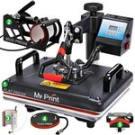 MY PRINT | Heat Press 5 in 1 Digital Multi Functional | DTF PRINTING | Sublimation Printing | Vinyl Printing Machine for T-Shirts [Any Flat Product] with Cap Press, Plate Press, 11Oz Mug Press, with extra Mug Attachment | 12x15 Inch | For Business Supplies [Teflon Attached]