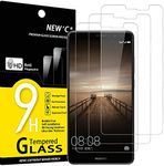 NEW'C Pack of 3 Tempered Protective Glass for Huawei Ascend Mate 9, Free from Scratches, 9H Hardness, HD Screen Protector, 0.33 mm Ultra Clear, Ultra Resistant