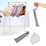 Portable Travel Garment Rack, Lightweight Foldable Mini Drying Clothes Rack, Retractable Drying Racks for Camping Travel, Hotel Room, Laundry, Dance Costume, Indoor, Outdoor (Regular Size)