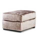 Furnishings For Less UK New Mink Footstool Crushed Velvet Fabric | Crystal Range Pouffe Foot Rest Mink, Footstool