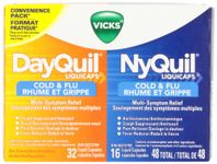 Vicks DayQuil Cold & Flu Multi-Symptom Relief Liquid Capsules + Vicks NyQuil Cold & Flu Multi-Symptom Relief Liquid Capsules, Total 48 Count