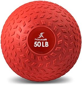 ProsourceFit Slam Medicine Ball, Tread Textured Grip Dead Weight Balls for Strength and Conditioning Exercises, Cardio and Core Workouts, 50lb, Red