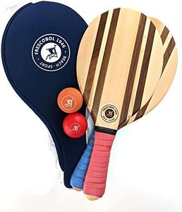Raquette de Plage | Frescobol Beach Tennis | Jeu de Plage Bois | Jeu de Raquette de Plage Pro | Set Raquettes 2 Raquettes 2 balles 1 Sacoche néoprène