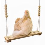 Chicken Swing Toy for Coop Handmade in USA!!! Natural Safe Wooden Accessories Large Durable Perch Ladder for Poultry Run Rooster Hens Chicks Pet Parrots Macaw Entertainment Stress Relief for Birds