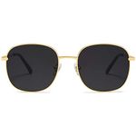 SOJOS Classic Square Sunglasses for Women Men with Spring Hinge Sunnies SJ1137, Bright Gold/Grey