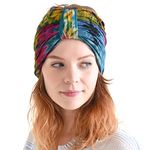 Casualbox - Tie-Dye Winter Headband - Hippie Fashion - Elastic Head Wrap Cover - 60's 70's Retro Bandana - Psychedelic Flower Pattern A