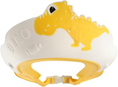 Baby Shower Cap Shield, Shower Cap for Kids, Visor Hat for Eye and Ear Protection for 0-9 Years Old Children,Cute Dinosaur/Crocodile/Hippo shape Makes the Baby Bath More Fun (Dinosaur, Yellow)