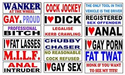 18 Rude Joke Stickers Decals 4 x 1 Inch For Car Bike Van Camper Bumper Prank Funny Rude