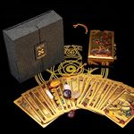 OceanWings Classic Tarot Cards Deck Set with Guidebook,Gold Foil Waterproof Tarot Cards Fortune Telling Toy with Crystal-Pendulum-for Beginners&Expert Readers