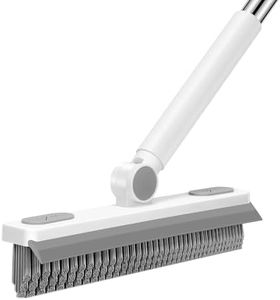 SetSail Grout Cleaner Brush with Long Handle, V-Shaped Floor Scrub Brush Swivel Grout Brush Stiff Bristle Floor Grout Scrubber for Bathroom, Tile Line, Crevice, Kitchen, Wall, Deck, Garage, White Grey