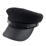 1PCS Black Chauffeur Hat Driver Hat Costume Hats Doorman Hats Fishermans Hat Cap for Men and Women(Black)