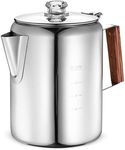 Eurolux Percolator Coffee Maker Pot - 12 Cups | Durable Stainless Steel Material | Brew Coffee On Fire, Grill or Stovetop | No Electricity, No Bad Plastic Taste | Ideal for Home, Camping & Travel