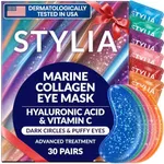 Under Eye Patches for Dark Circles and Puffy Eyes (30 Pairs), Marine Collagen Eye Gel Pads for Puffiness with Vitamin C, Hyaluronic Acid, and Pearl Extract, Eye Mask for Dark Circles and Puffiness
