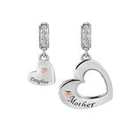 LSxAB 2Pcs Heart Love Mother and Daughter Charm for Mom Compatible with Pandora Charms Bracelets