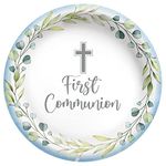 Amscan My First Communion Plates - 10" | Blue | Round | 20 Pcs.