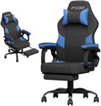 PZDO Gaming Chair with Footrest, Gaming Chairs for Adults with Lumbar Support Height Adjustable, Ergonomic Chaise Gamer Reclining Computer Chair Leather Gamer Chair for Teens, Kids, 300LBS, Blue