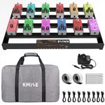 Kmise Medium 19.29''x 12.4'' x1.38''Guitar Pedal Board Ten Front Pluggable Power Ports with Effect Power Rack, Adapter, Power Plug, Cable, Bag