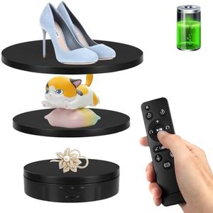 Remote Motorized Rotating Display Stand, Electric Rotating Platform with 5.74/7.08/8.66in Replacement Covers, 3 in 1 Turntable with Rechargeable Battery for Live Streaming Video Shoot Photography
