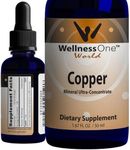 WellnessOne Liquid Copper Supplements - Immune Support Copper Sulfate Also Great for Joint, Nerve & Bone Health - Copper Supplement Drops Maximizes Iron Absorption for Kids, Men & Women - 1.67 fl oz