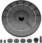 AISITIN 2.5W Solar Fountian Pump, 2024 Upgraded Solar Powered Fountain Pump (160mm), 8 Nozzles Set & 4 Fixed Pipes, for Bird Bath, Fish Tank, Pond or Garden Decoration Solar Fountain Pump