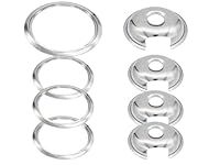 Amazinpure Electric Stove Chrome Drip Pans 1 Large 8'' WB32X10013 & 3 Small 6'' WB32X10012 Gas Stove Burner Drip Pans and Rings for GE Hotpoint & Kenmore