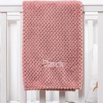 Lobeko Personalised Baby Blanket Embroidered Name Waffle Pink Blue White Grey (Dusty Pink)