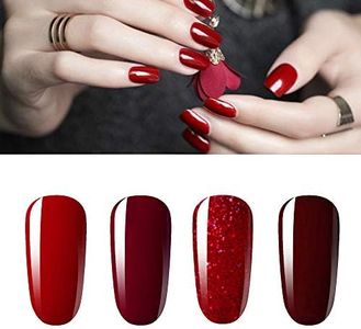 Vishine Gel Nail Polish Kit 4pcs Soak Off Burgundy Red Nail Polish Set New Starter Nail Art Manicure Gift Set 15ml