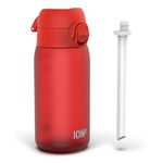 ION8 Kids Water Bottles With Straw, BPA Free, Leakproof, Dishwasher Safe, Small Boys, Girls & Toddler Water Bottle,Kids Drinks Bottle for School Lunch Box, Red, 350ml/12oz