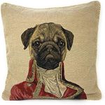 Tache 1 Piece 18 X 18 Inch Square French Vintage European Pug Pug Renaissance Dog Napoleon Bowaparte Woven Tapestry Cushion Pillow Throw Cover