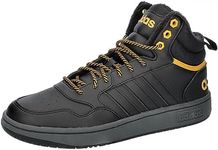 adidas Men's Hoops 3.0 Mid Lifestyle Basketball Classic Fur Lining Winterized Shoes, core Black/core Black/preloved Yellow, 9.5 UK